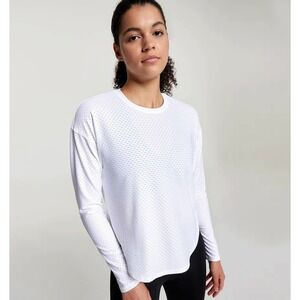 CALIA by Carrie White Textured Mesh Long Sleeve Athletic Top Women's XXL